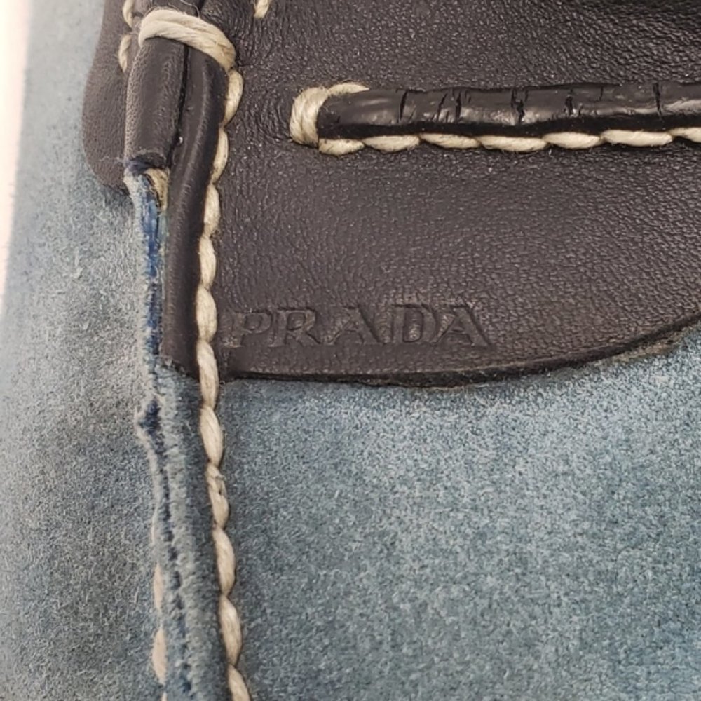 Prada Blue Suede Driving Shoes, Size 7 DD020 - Picture 4 of 8